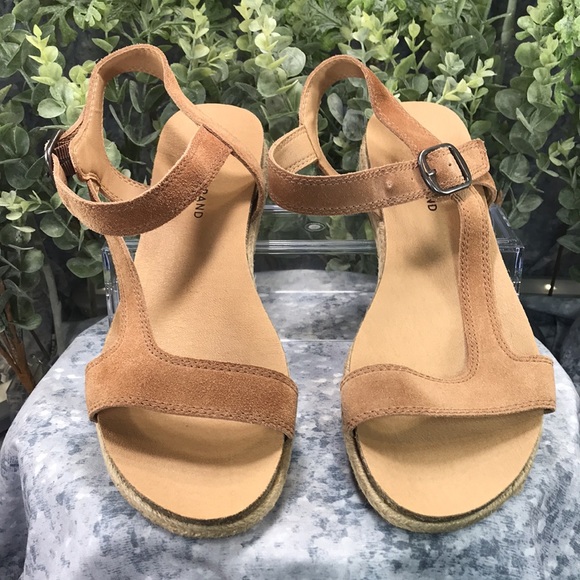 Lucky 🍀 Brand Gabrien Tan Suede Leather Espadrille Sandals Women’s 11M ☀️ - Picture 2 of 11